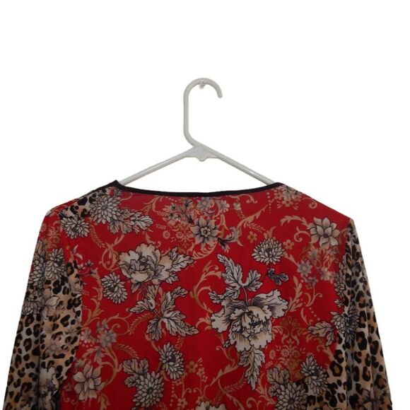 LINEA DONATELLA women's small floral & paisley animal print leopard spot blouse - Picture 8 of 10